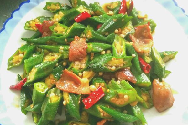秋葵炒肉的做法图解4
