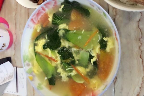 青菜番茄蛋汤的做法图解4