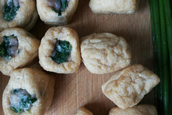 荠菜肉末塞油豆腐的做法图解8