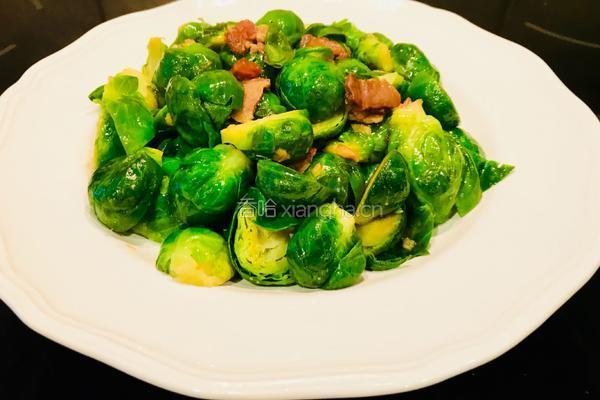 蒜蓉腊肉香炒抱子甘蓝(Brussels Sprouts）