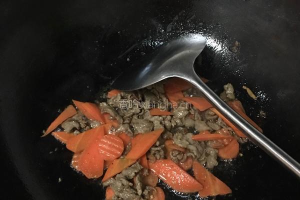 青菜肉末炒年糕的做法图解3