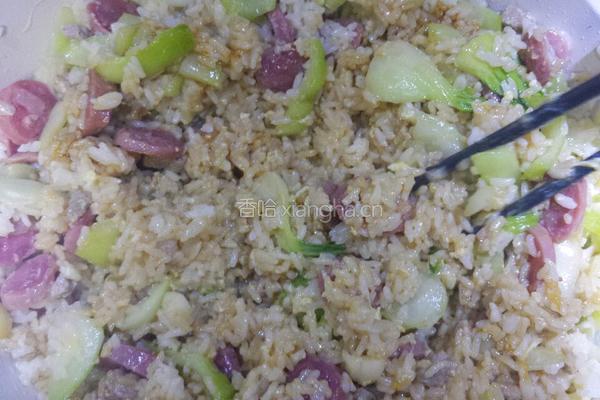 青菜牛肉炒饭的做法图解7