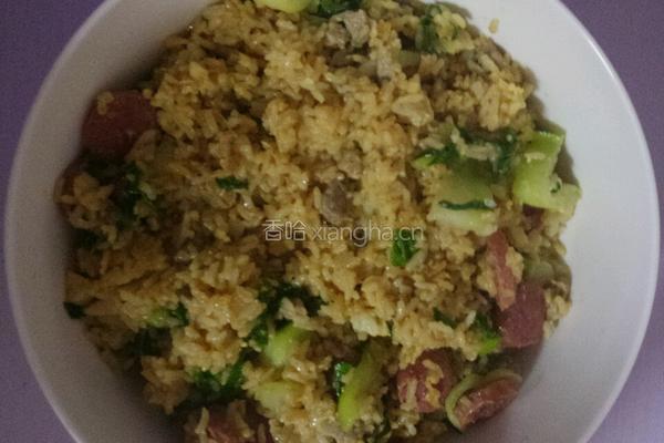 青菜牛肉炒饭的做法图解8