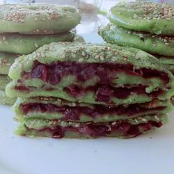 豆沙菠菜糯米饼的做法[图]