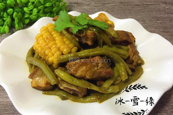 排骨炖豆角玉米的做法图解9
