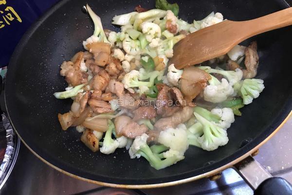 肉炒花菜的做法图解5