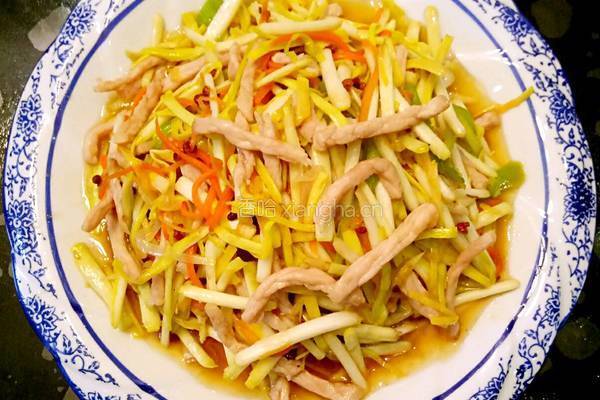 鲁菜大师蒋家菜蒜黄肉丝的做法图解4