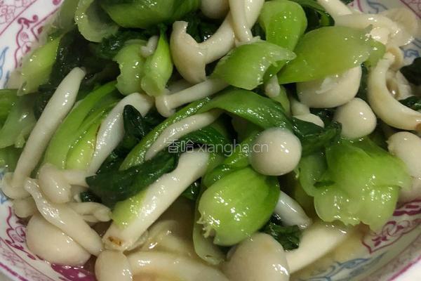 青菜炒蘑菇的做法图解8