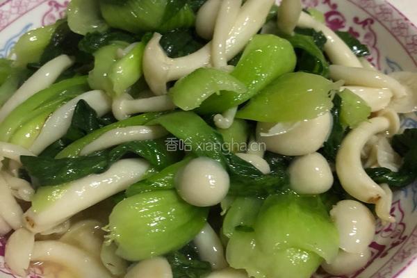 青菜炒蘑菇的做法图解1