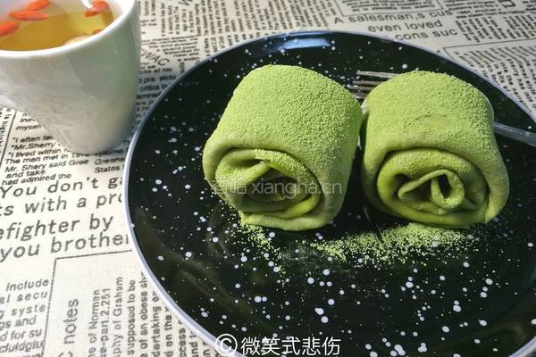 抹茶蜜豆毛巾卷的做法图解1