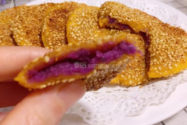 南瓜紫薯糯米饼的做法图解1