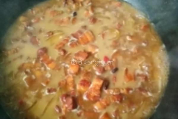 油菜焖肉的做法图解6