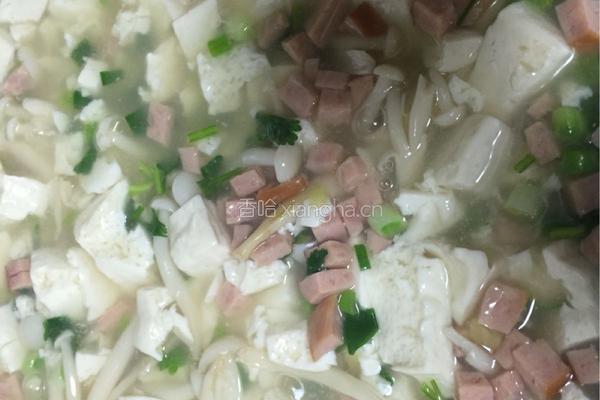 双菇豆腐火腿汤的做法图解11