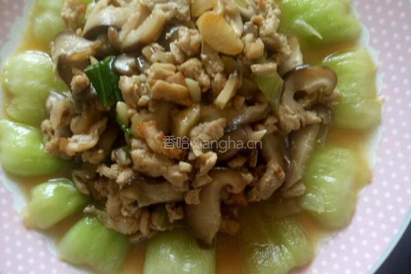 肉沫香菇油菜的做法图解5