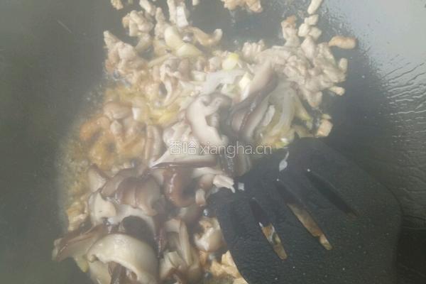 肉沫香菇油菜的做法图解3