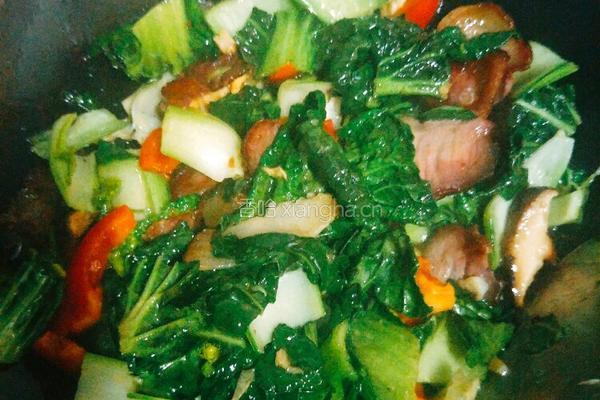 腊肉炒青菜的做法图解3