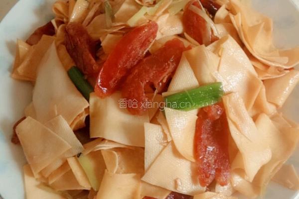 腊肠炒豆皮的做法图解8