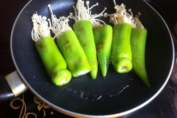 青椒酿金针菇的做法图解5