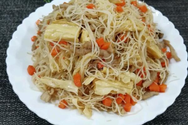腐竹肉丝炒米粉的做法图解8