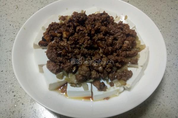 肉末榨菜香菇蒸豆腐的做法图解13