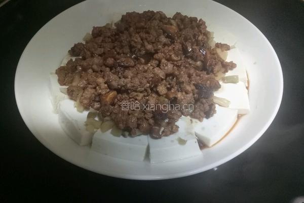 肉末榨菜香菇蒸豆腐的做法图解15