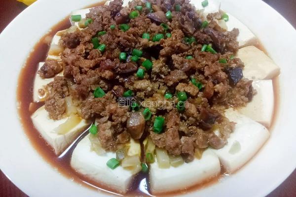 肉末榨菜香菇蒸豆腐的做法图解17