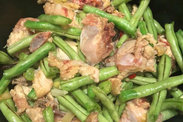 四季豆焖鸡肉的做法图解3