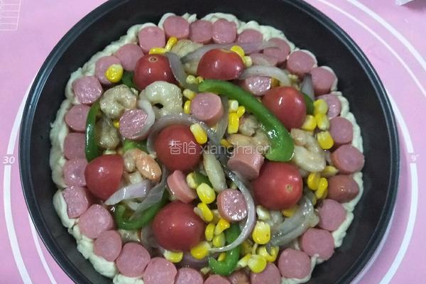 火腿虾仁披萨的做法图解15