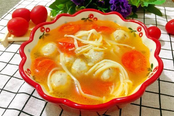 千禧果金针菇丸子汤的做法图解8