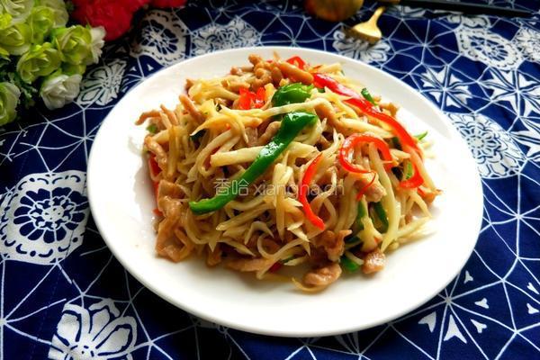 茭白炒肉丝的做法图解1