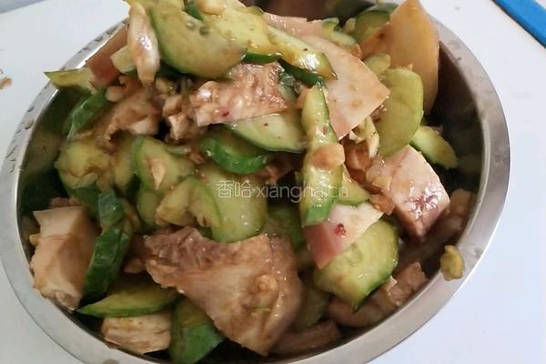 炝拌黄瓜猪头肉的做法图解3