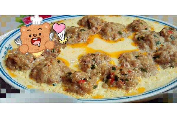 葱末肉丸蒸蛋
