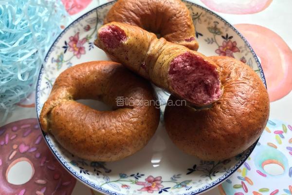 火龙果碱水贝果的做法图解10