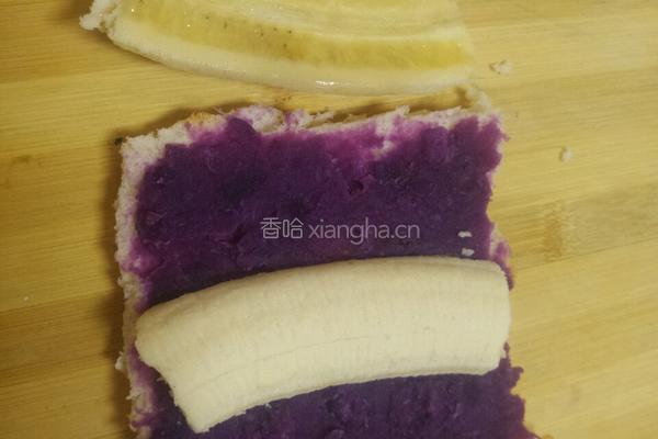 宝宝紫薯香蕉卷的做法图解5