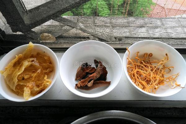 灵芝花胶虫草花炖鸡的做法图解1