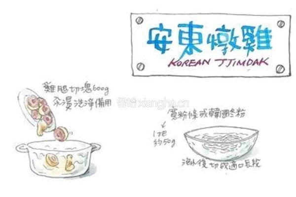 手绘食谱～安东炖鸡的做法图解1