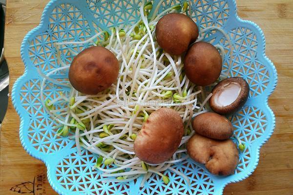 豆芽炒香菇的做法图解1