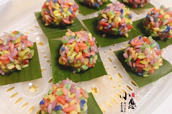 五彩糯米团的做法图解6