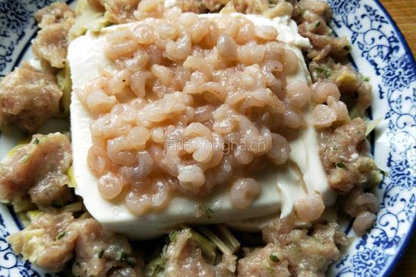 虾仁肉末蒸豆腐的做法图解6