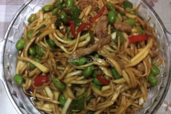 茭白毛豆炒肉丝