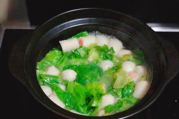 青菜鱼丸汤的做法图解4