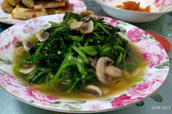 蘑菇清炒鸡毛菜的做法图解3