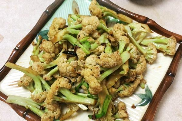 有机菜花炒肉的做法图解6