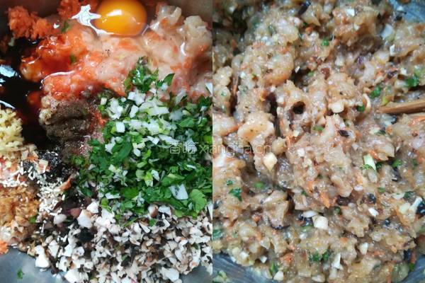 虾仁蛋花饺的做法图解2