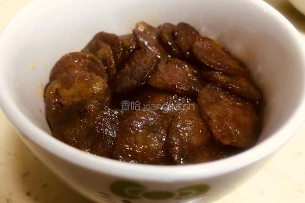 酱烧笋干菜蒸香肠的做法图解2