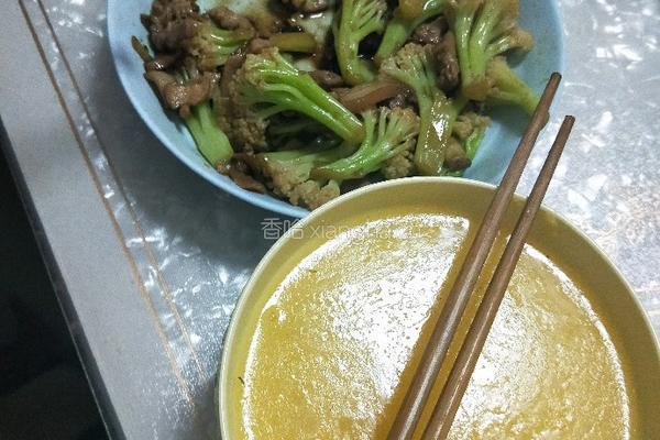 菜花炒肉的做法图解4