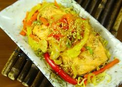 熏三文鱼炒蔬菜