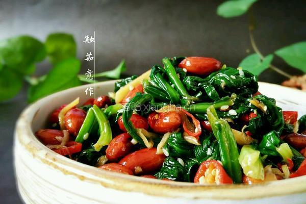 菠菜花生仁的做法图解8