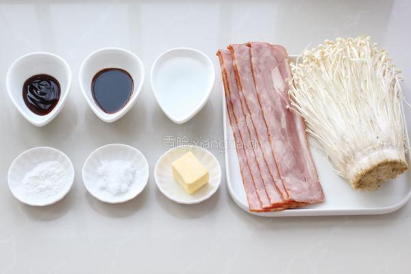 香煎培根金针菇卷的做法图解1