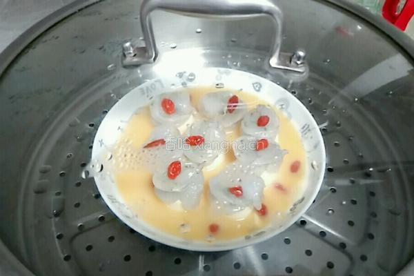 豆腐虾仁蒸水蛋的做法图解10